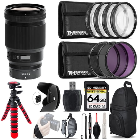 Nikon NIKKOR Z 50mm f/1.2 S Lens+ Macro Filter Kit & More - 64GB Accessory Kit