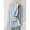 thumbnail image 3 of Womens Sleeveless A-Line Mini Dress In Blue And White Stripes, Round Neck, Zipper Back, Casual Summer Style, 3 of 5