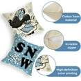 thumbnail image 4 of Winter Vibes Blue Decorative Throw Pillow Covers 18 x 18 Set of 4 Cartoon Mouse Love Heart Snow Get Cozy Believe Cushion Case Decor Seasonal Christmas Holiday Home Decoration for Sofa Couch, 4 of 6