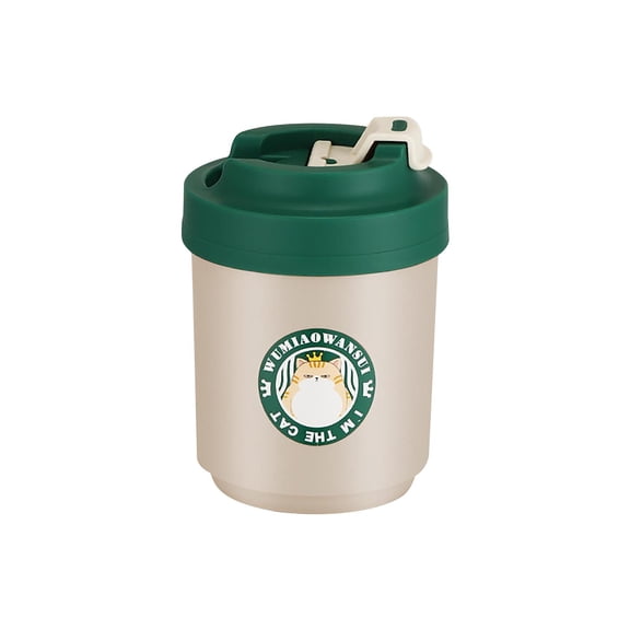 Cute Cat Insulated Coffee Mug with Handle, Stainless Steel Wide Mouth Travel Tumblers with Lid, Double Wall Vacuum Coffee Cup for Camping, Office Cup for Desk, Gift Idea 380ml