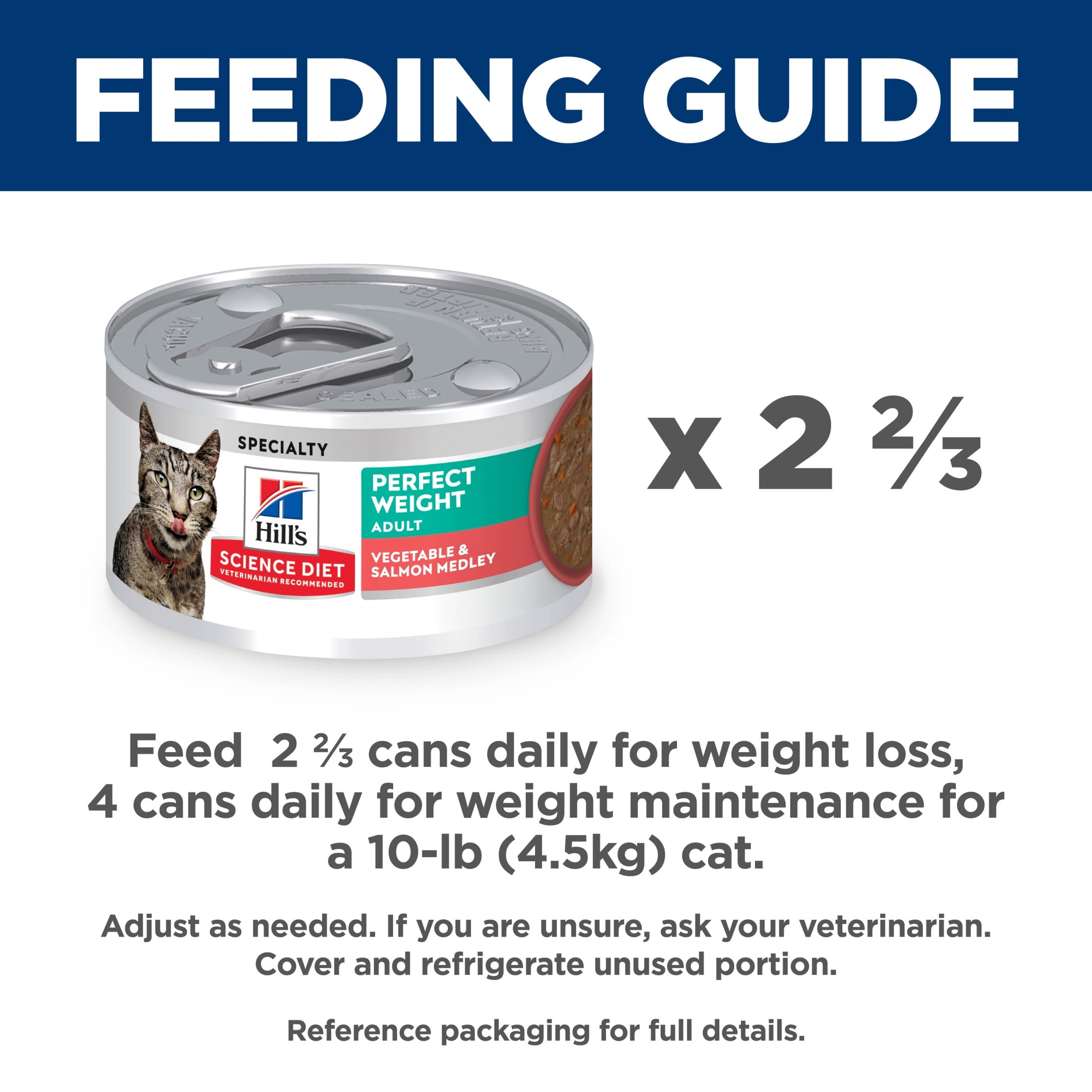 Hill's Science Diet Perfect Weight Vegetable & Salmon Wet Cat Food, 2.9oz Can 24pk
