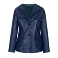 thumbnail image 4 of Tejiojio Coats Plus Size Clearance Women's Fashion Casual Lapel Collar Button Pocket Temperament Motorcycle Jacket Leather Jacket Coat, 4 of 8