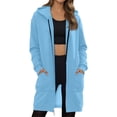 thumbnail image 2 of 2026 New Women Casual Zip Up Fleece Hoodies Long Knee Length Jacket Tunic Sweatshirt with Pockets, 2 of 6