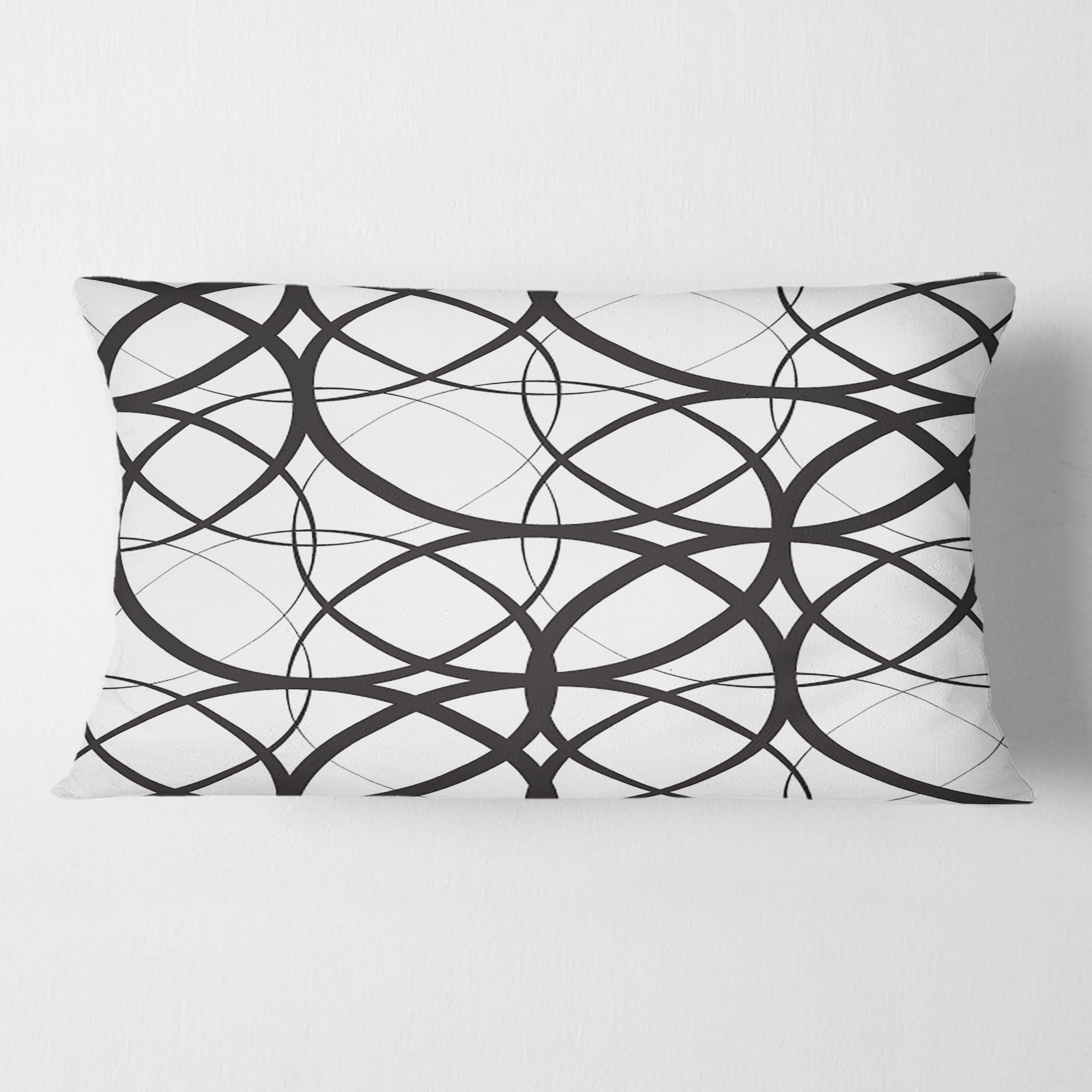Designart Monochrome Geometric Pattern' Mid-Century Modern Throw Pillow - 12x20