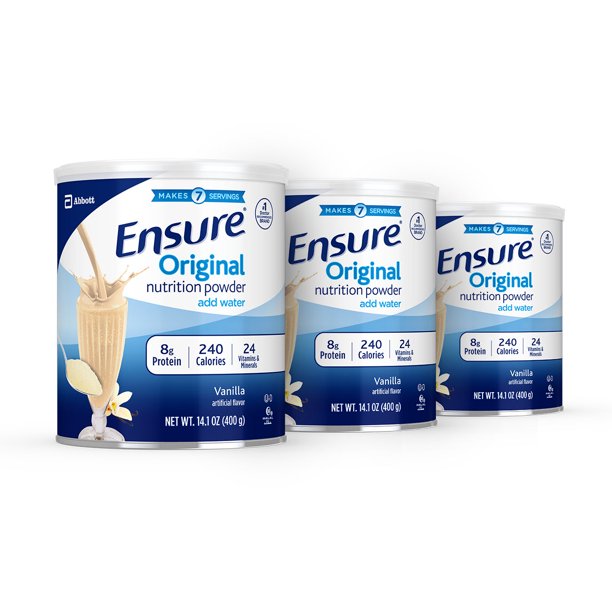 3 Pack Ensure Original Nutrition Powder Vanilla For Meal Replacement 14 1 Oz Cans 9 Total Walmart Com