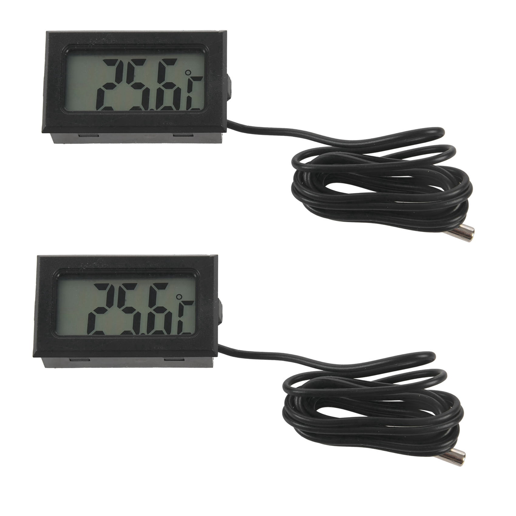 2X NEW Digital LCD Thermometer Temperature Gauge Probe Sensor -50°C TO +110°C Range,2x Digital Thermometer 2x Embedded hole,Silver