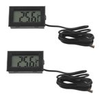 2X NEW Digital LCD Thermometer Temperature Gauge Probe Sensor -50°C TO +110°C Range,2x Digital Thermometer 2x Embedded hole,Silver