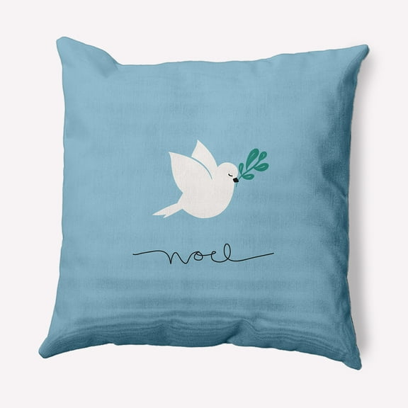 Simply Daisy Ice Colored Noel Bird Christmas Soft Spun Polyester Indoor/Outdoor Throw Pillow, 16" x 16"