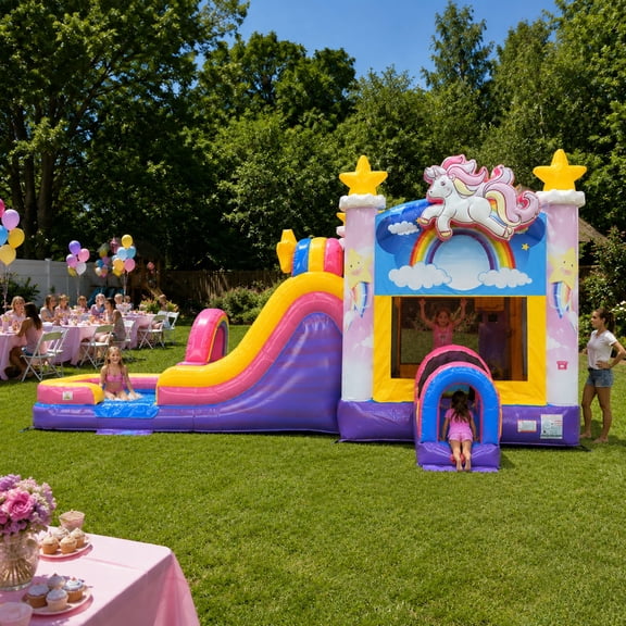 TentandTable Mega Inflatable Water Slide Bounce House Combo with Blower, Unicorn