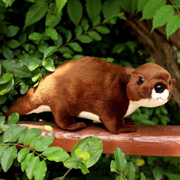 Lubelski Simulation Otter Doll Vivid Look Lovely Brown Otter Plushies Three-dimensional Ornament Soft Stuffed Animal Doll Toy Zoo Souvenirs Birthday Gift