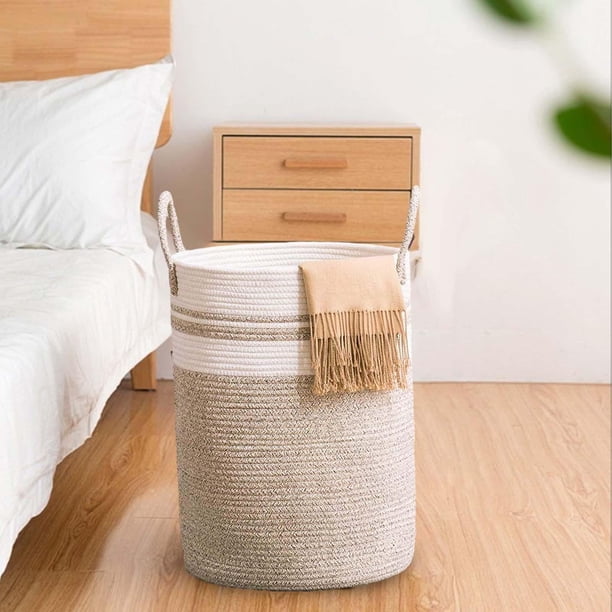Cesta De Lavandería De Ratán, Cesta Grande Tejida A Mano De Color Marrón Miel Natural Con