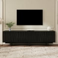 thumbnail image 2 of 70" Wood Grain TV Stand for TVs up to 75 Inch, Mid Century Modern Entertainment Center with Storage Cabinet and Wavy Door, Media TV Console for Living Room, Black, 2 of 7