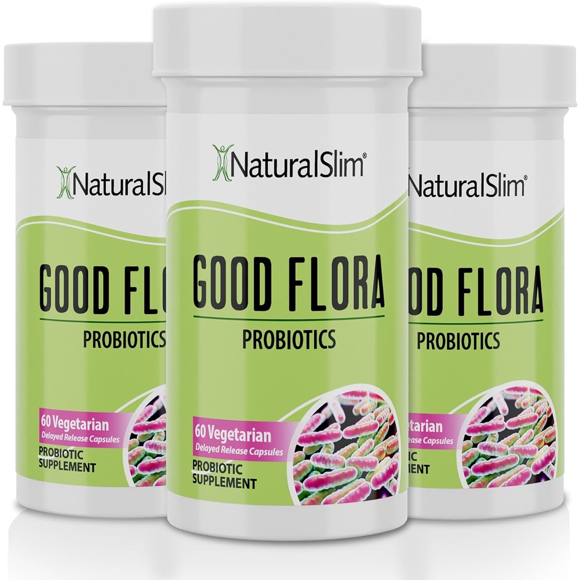 NaturalSlim Probiotic Gentle Formula Supplements for Gut Health, Digestive Health, Immune Support & De-Bloating for Women & Men, 7 Powerful Probiotic Strains, 60 Vegetarian Capsules, 3 Pk