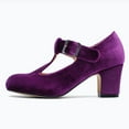 thumbnail image 2 of Mary Jane Shoes Women,Elegant Heels Retro T Bar Strap Ankle Round Toe Dress Mary Jane Shoes for Retro Events,Mary Jane Pumps,01 Purple,8.5, 2 of 9