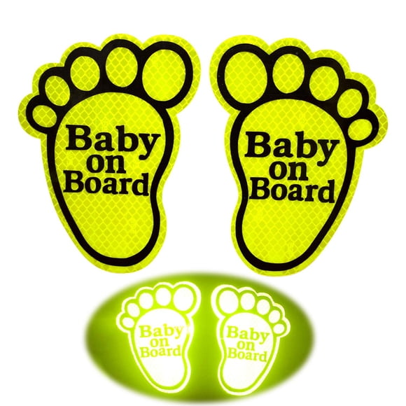 KE-KE 2 Pcs Panneau de Sécurité Réfléchissant Haute Intensité Bébé à Bord dans la Voiture Autocollants pour Pare-Chocs Fenêtre par Tous les Temps (Vert Fluorescent)