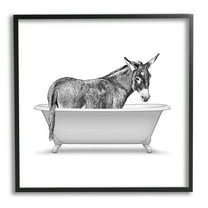 Stupell Industries Monochrome Donkey Antique Tub Graphic Art Black Framed Art Print Wall Art, Design by Annalisa Latella