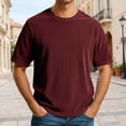 thumbnail image 2 of T-Shirt pour Homme à Manches Courtes, Col Rond, T-Shirt Léger Rouge Brique, Tee-Shirts, Chemises pour Hommes, Décontracté, 2 of 4