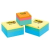 Post-it® Notes Cube Value Pack, 3 in. x 3 in., 400 Sheets/Cube, 2 Emerald Wave plus 1 FREE 2 in x 2 in Aqua Wave Cube