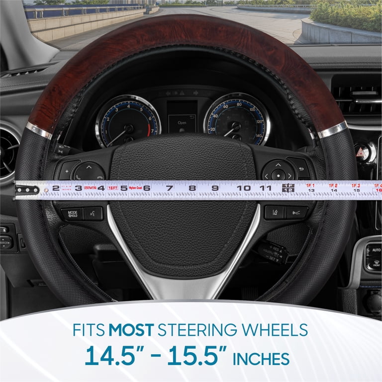 BDK Dark Wood Grain Steering Wheel Cover, 15 Inch photo 5