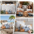 thumbnail image 5 of Fall Blue Pumpkins Outdoor Waterproof Pillow Covers, Thanksgiving Autumn Leaves Farm Wood Decorative Square Throw Pillowcase Sofa Cushion Sham for Patio/Couch/Chair, 20"x20" 2 Pack, 5 of 8