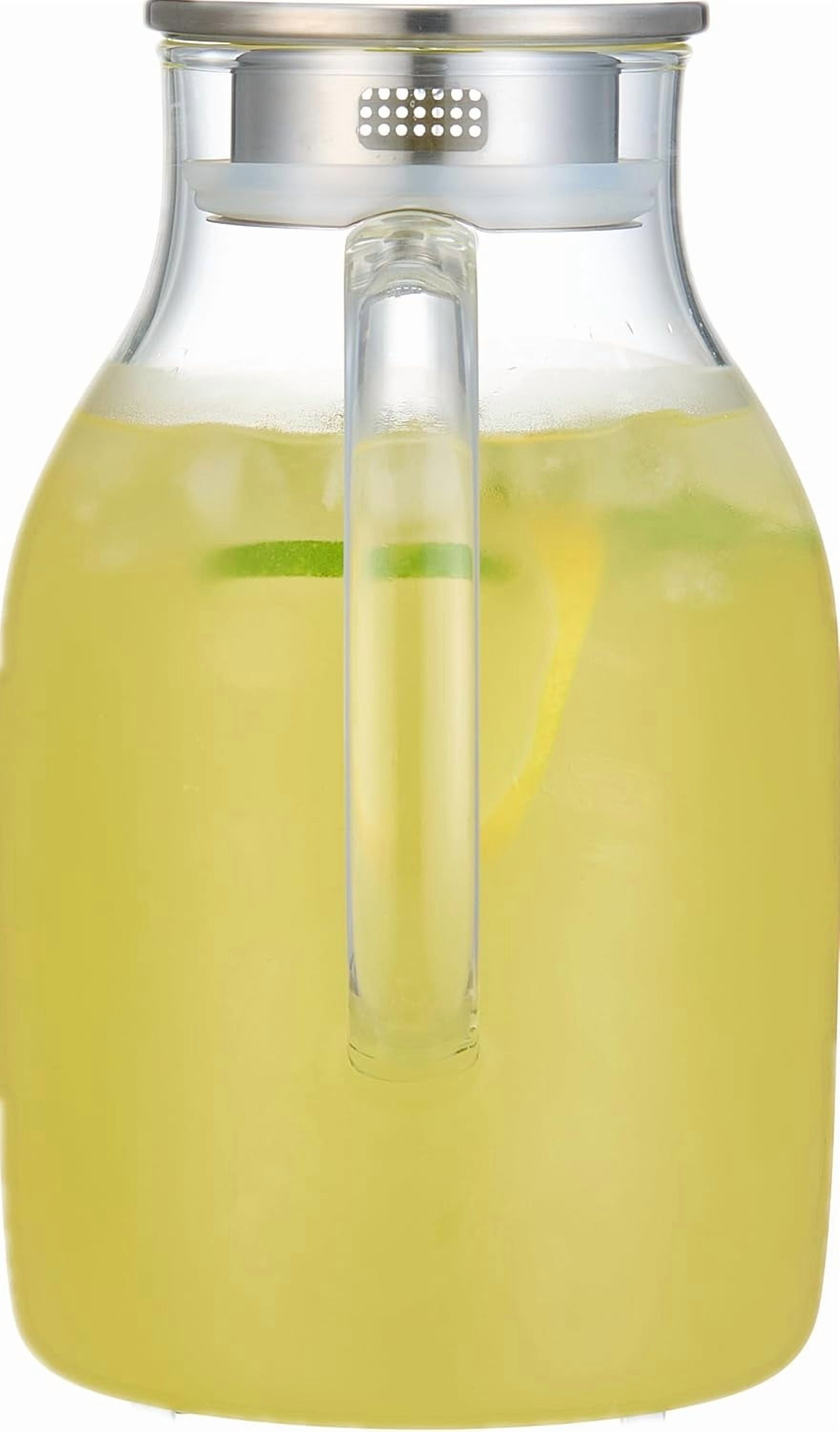 68 Oz/2 Liter Glass Pitcher with Lid, Heat Resistant Water Jug for Hot/Cold Water, Ice tea and Juice Beverage
