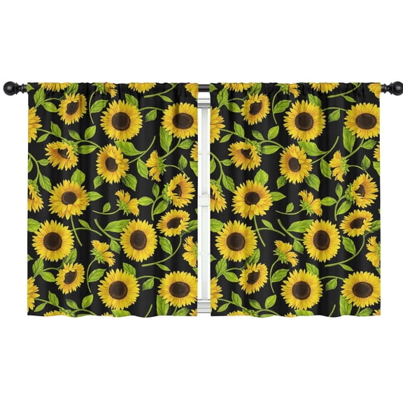 Blackout Kids Curtains,Black Sunflower Childrens Insulated Curtains Set Of 2,Bedroom Essentials,Toddler Room Decor 42x54in(106x137cm)