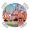Green Sky Blue Red, variant on Spring Floral Round Tablecloth for 36-44 Inch Tables,Fitted Table Cover with Elastic Edge,Summer Botanical Watercolor Flowers Pastoral Waterproof Outdoor Table Cloth Protector for Patio Garden Dinner
