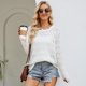 thumbnail image 1 of Suéter de punto con huecos para mujer, suéter holgado de cuello redondo, camisa de fondo con top de manga larga, Otoño e Invierno 2023, 1 of 4