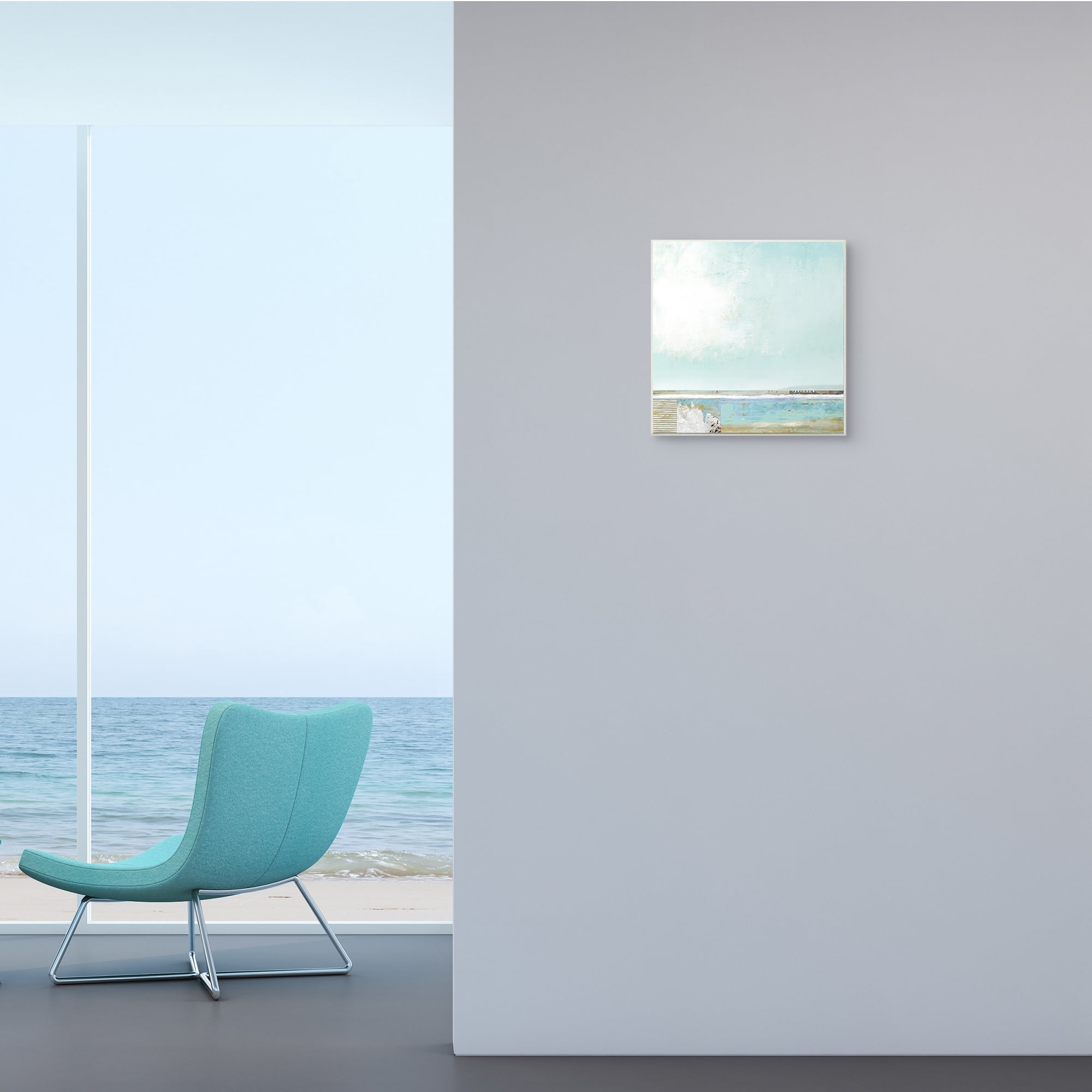 Stupell Industries Ocean Boardwalk Abstraction Sunny Daytime Beach,12 x 12,Designed by Suzanne Nicoll