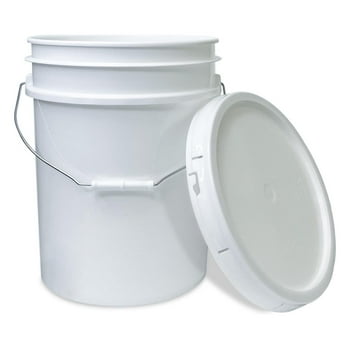 5 Gallon Bucket with Lids, Food Grade Storage, Premium HPDE Plastic, BPA , Durable 90 Mil All Purpose Pail, Made in USA, 5 Pack