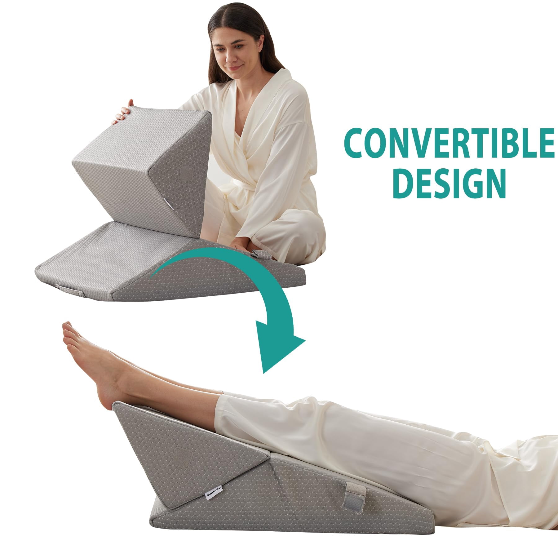 Adjustable 4pcs Bed Wedge Pillow Set  Memory Foam Pillows For Neck Leg Sleeping Sitting Up In Acid Reflux And Grey