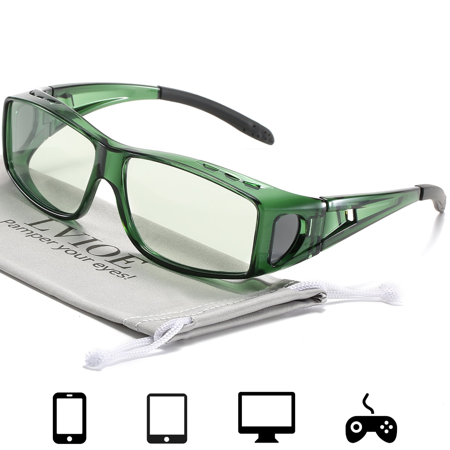 LVIOE Fit Over Blue Light Blocking Glasses and Computer Eyewear- Wear Over Prescription Glasses/ Reading Glasses/ RX Glasses