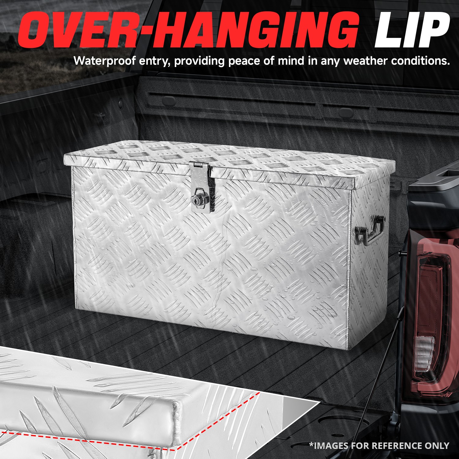 DNA Motoring 27.2"x9.4"x12.6" Aluminum Pickup Truck Trailer Trunk Bed Tool Storage Box w/ Side Handle