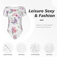 thumbnail image 6 of Daiia Rose Flower B print Women's Crew Neck Short Sleeve Bodysuit Fashion Tops Fit Casual Basic Extender Bodysuit-Medium, 6 of 9