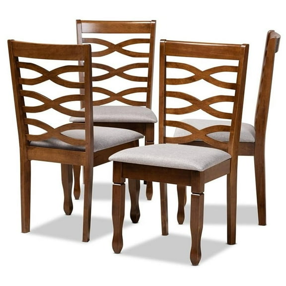 Bowery Hill Gray Upholstered Walnut Wood 4-Piece Dining Chair Set