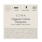 Cora Organic Cotton Compact Applicator Tampons, Super 48 Ct.
