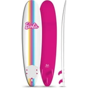Barbie Signature 8ft Surfboard by Wavestorm | Soft foam Surfboard for Kids and Adults | Graphic top Deck with high Density Slick Bottom | White and Pink Color | Leg Leash and Fin Set Included
