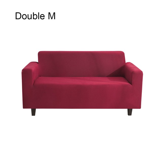 kurtrusly Solid Color Sofa Cover Elastic Couch Dust-proof Anti-slide Slipcover 1/2/3/4 Seater Covers Protector Full Coverage Wine red M