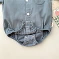thumbnail image 6 of Bainana Button Up Romper For Infant Boys Solid Color Long Sleeve Lapel Neck Jumpsuit Handsome Cute Kids Clothes Light Blue Size, 6 of 8