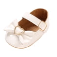 thumbnail image 5 of Girls Bow Sandals 2026 Summer Baby Girl Mary Jane Flat Shoes Fashion Buckle Solid Color Closed Toe Princess Dress Shoes White 4 Infant, 5 of 5