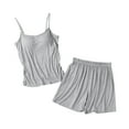 thumbnail image 4 of SwiftWear Built-in Bra Sleepwear & Loungewear, Relaxed Fit Camisole and Shorts, Breathable Home Wear Gray, 4 of 6