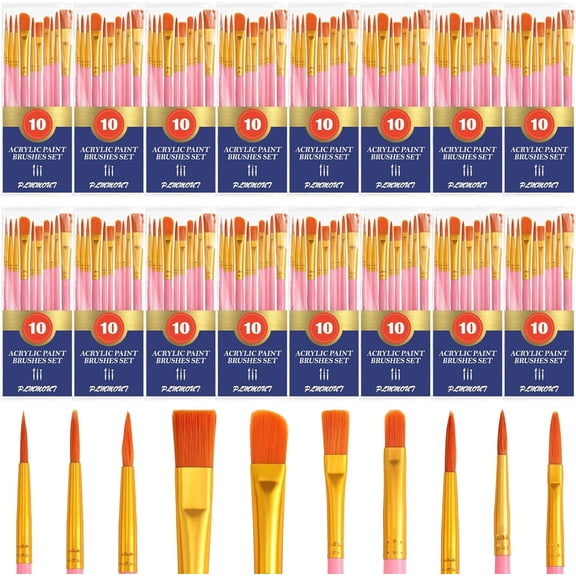 Acrylic Paint Brushes,160 pcs Artist Paintbrushes,Paint Brushes for Acrylic Painting,Acrylic Paint Brush Set for Oil Watercolor,Body Face Nail Art,Drawing Arts Crafts Supplies,Nylon Hair,Pink
