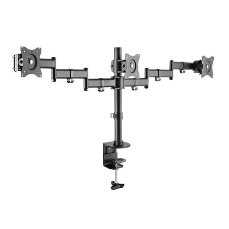 Rocelco Triple Articulated Triple Monitor Desk Mount Arm, Fits 13in.- 27in. Flat Panel Computer Monitors - Black