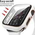 thumbnail image 4 of 2 Pack Cases Compatible with Apple Watch Case 38mm Series 3/2/1 Built in Tempered Glass Screen Protector Ultra-Thin Bumper Full Coverage iWatch Protective Cover for Women Men (Pink/White-2), 4 of 5