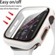 thumbnail image 4 of 2 Pack Cases Compatible with Apple Watch Case 45mm Series 7 Built in Tempered Glass Screen Protector Ultra-Thin Bumper Full Coverage iWatch Protective Cover for Women Men (Pink/White), 4 of 5