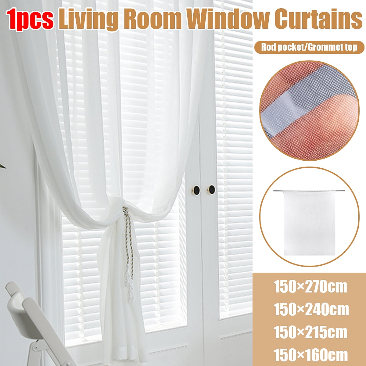 Kwan White Sheer Curtains 59 Wide By 63 85 95 Inches Long For Bedroom Top Rod Pocket Window Panels Nursery Living Room 1 Panel Rod Pocket Sheer Window Panels Curtains