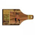thumbnail image 1 of African Cutting Board, Frame with Natural Autumn Elements Native Girl with Vase Exotic Zulu Print, Decorative Tempered Glass Cutting and Serving Board, Wine Bottle Shape, Multicolor, by Ambesonne, 1 of 1