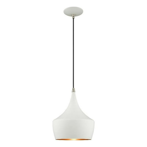 Beaumont Lane Mid-Century 1-Light Metal Single Pendant in White