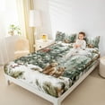 thumbnail image 4 of Feelyou Rustic Cea Wildlife Full Size Sheets, Winter Christmas Tree Bed Sheets, Watercolor Art Sheet Sets, Super Cozy Room Decor, 4pcs, 4 of 7
