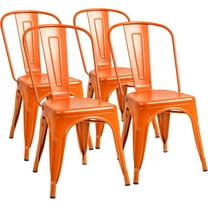 PayLessHere Metal Chairs Dining Stackable Dining Chairs Restaurant Metal Chairs Metal Kitchen Dining Chairs Set Of 4 Trattoria Chairs Indoor/Out Door Metal Tolix Side Chairs,Orange